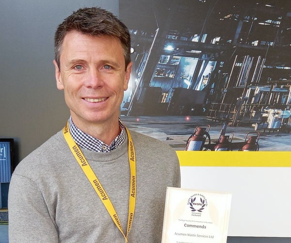 Acumen receives the 2021 RoSPA Winner of the Waste Management & Recycling Sector Award